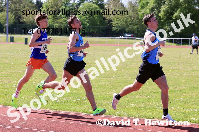 Mens Under-20s 1500 metres, 2024 North Eastern Track and Field Champs., Middlesbrough.  Photo: David T. Hewitson/Sports for All Pics